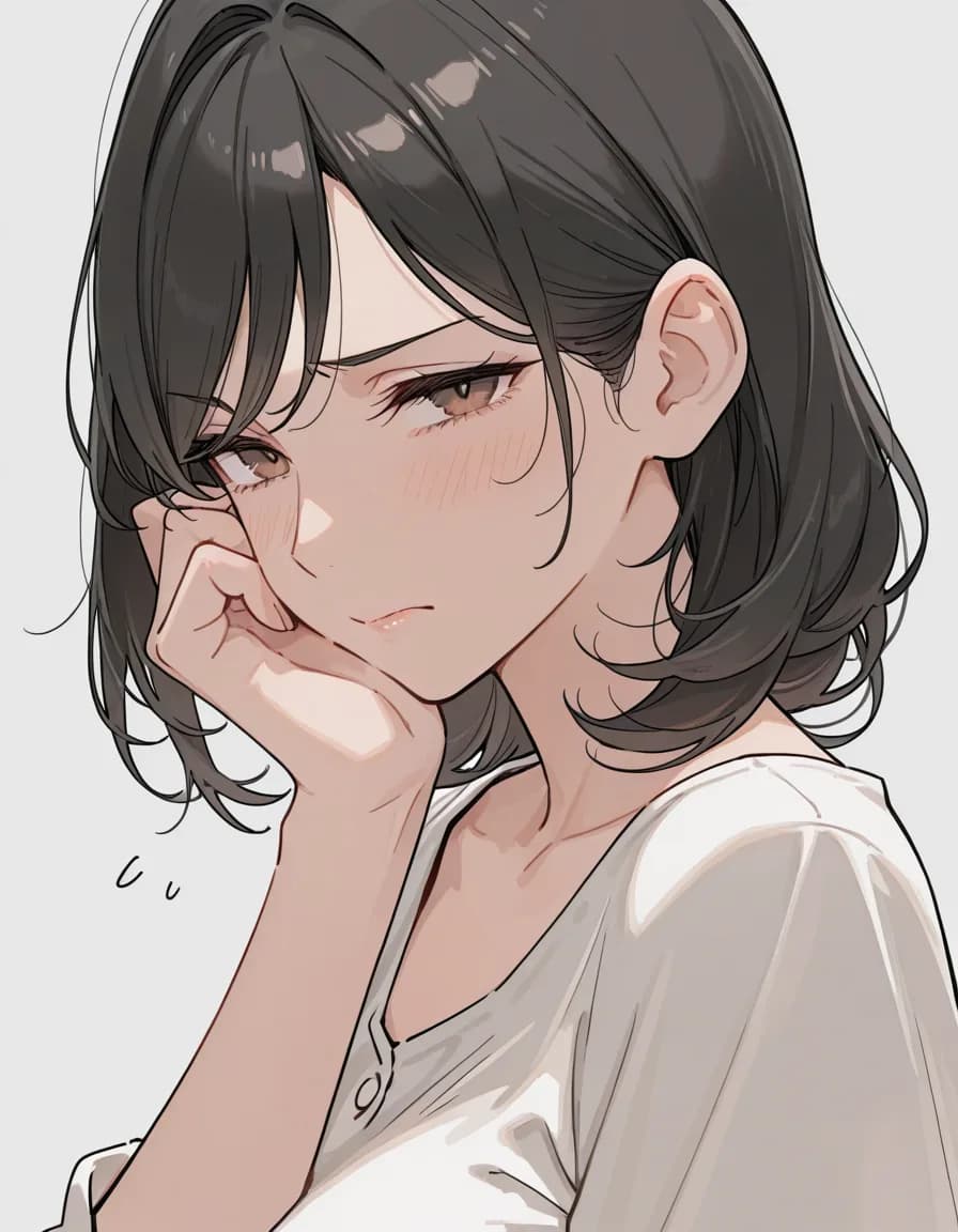 frustrated face 태그로 생성한 예시 이미지