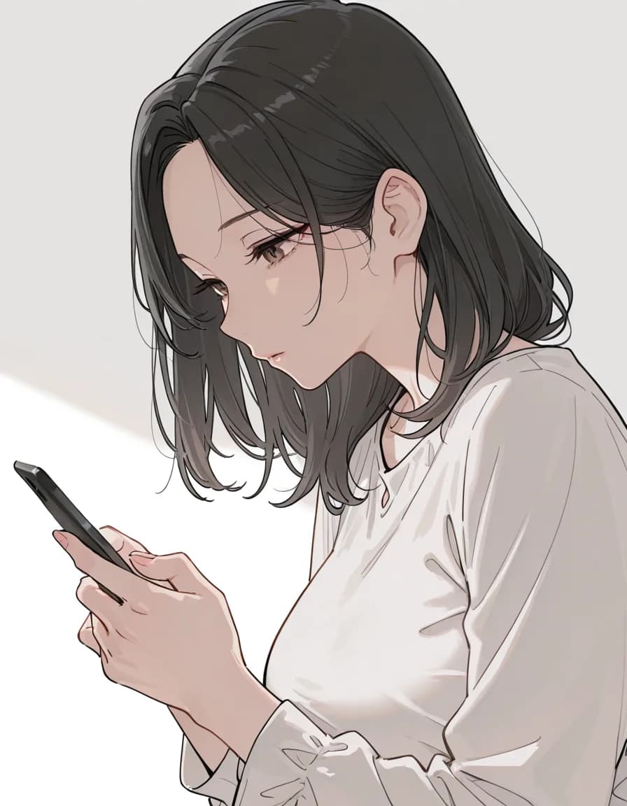 looking at phone 태그로 생성한 예시 이미지