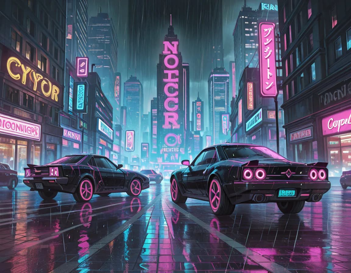 cyberpunk cityscape 태그로 생성한 예시 이미지